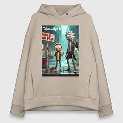 Толстовка оверсайз женская Рик и Морти - панк жив, цвет: миндальный