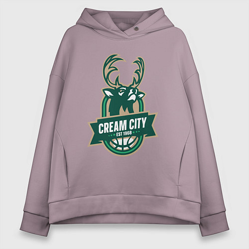 Женское худи оверсайз Milwaukee Bucks cream city / Сиреневый – фото 1