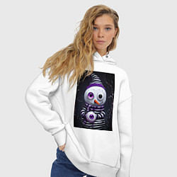 Толстовка оверсайз женская Полосатый снеговик, цвет: белый — фото 2