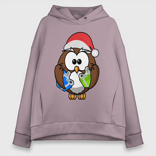 Женское худи оверсайз Сова Клаус / Сиреневый – фото 1