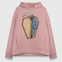 Толстовка оверсайз женская Смерть и гроб, цвет: пыльно-розовый