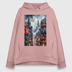Толстовка оверсайз женская Туманные улицы Лондона, цвет: пыльно-розовый