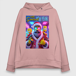 Толстовка оверсайз женская Simpsons new year - ai art fantasy, цвет: пыльно-розовый
