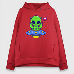 Толстовка оверсайз женская Love alien, цвет: красный
