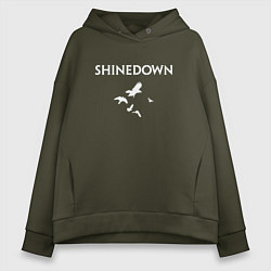 Толстовка оверсайз женская Shinedown - logo, цвет: хаки