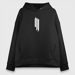 Толстовка оверсайз женская Skrillex - logo, цвет: черный