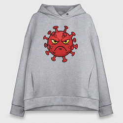 Толстовка оверсайз женская Хмурый вирус, цвет: меланж