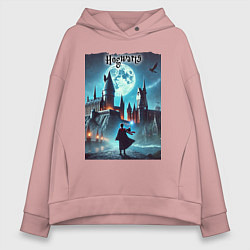 Толстовка оверсайз женская Nightly Hogwarts - neon glow, цвет: пыльно-розовый