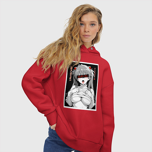 Женское худи оверсайз Sexy Asuka Langley - Evangelion / Красный – фото 3