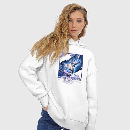 Женское худи оверсайз Серебряный Волк / Белый – фото 3