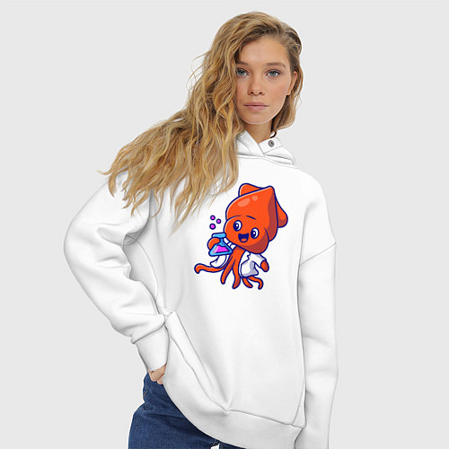 Женское худи оверсайз Химик осьминог / Белый – фото 3