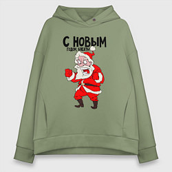 Толстовка оверсайз женская Злой дед мороз с новым годом блеать, цвет: авокадо