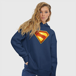 Толстовка оверсайз женская Супермен Джеймса Ганна лого, цвет: тёмно-синий — фото 2