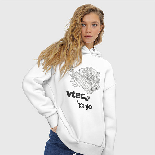 Женское худи оверсайз Kanjo-vtec / Белый – фото 3