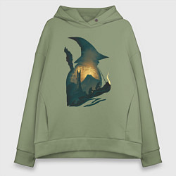 Толстовка оверсайз женская Силуэт Гендальфа - Властелин колец, цвет: авокадо