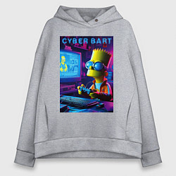 Толстовка оверсайз женская Cyber Bart is an avid gamer, цвет: меланж