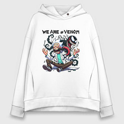 Толстовка оверсайз женская Веном вселился в Рика Санчеса - нейроарт, цвет: белый