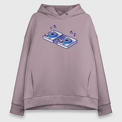 Толстовка оверсайз женская Диджейский пульт, цвет: сиреневый