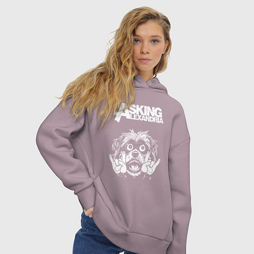 Женское худи оверсайз Asking Alexandria rock dog / Сиреневый – фото 3