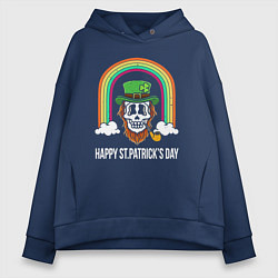 Толстовка оверсайз женская Happy St Patricks day - skull, цвет: тёмно-синий