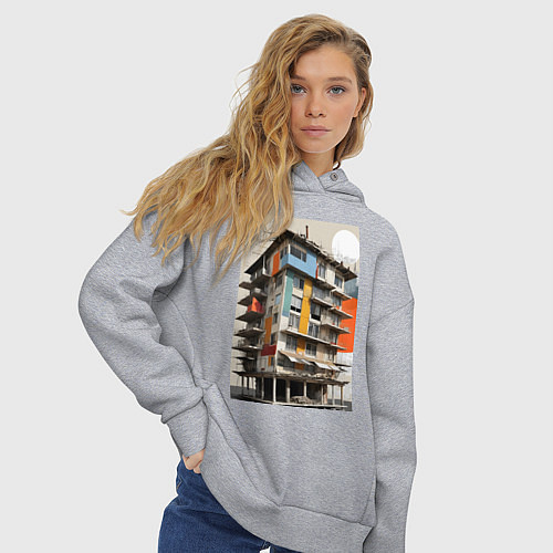 Женское худи оверсайз Старая панелька / Меланж – фото 3