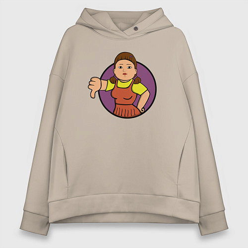 Женское худи оверсайз Squid game girl / Миндальный – фото 1