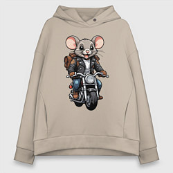 Толстовка оверсайз женская Biker mice, цвет: миндальный