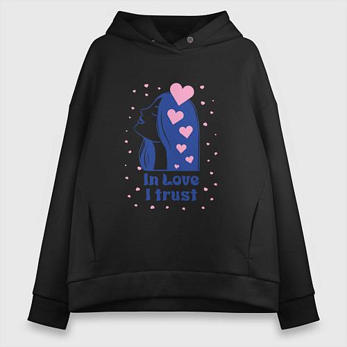 Женское худи оверсайз Верю в любовь / Черный – фото 1