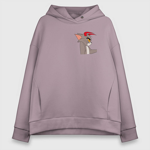 Женское худи оверсайз Том демон кот / Сиреневый – фото 1
