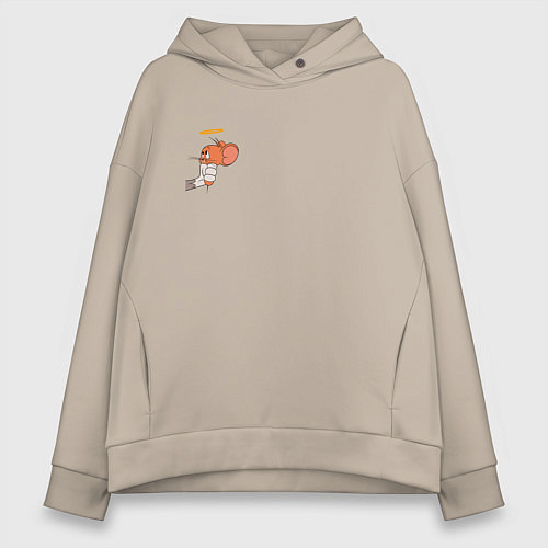 Женское худи оверсайз Джерри ангел мышка для пар / Миндальный – фото 1