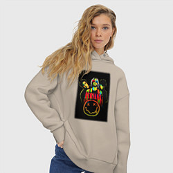 Толстовка оверсайз женская Нирвана рок группа, цвет: миндальный — фото 2