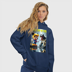Толстовка оверсайз женская Mickey Trump and Venom - ai art fantasy, цвет: тёмно-синий — фото 2