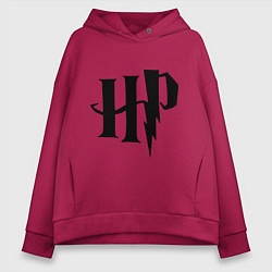 Толстовка оверсайз женская Гарри Поттер - логотип, цвет: маджента