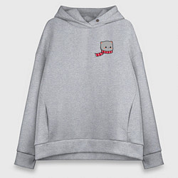 Толстовка оверсайз женская Милый серый котик в шарфике для пары, цвет: меланж