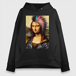 Толстовка оверсайз женская Mona Lisa - punks not dead, цвет: черный