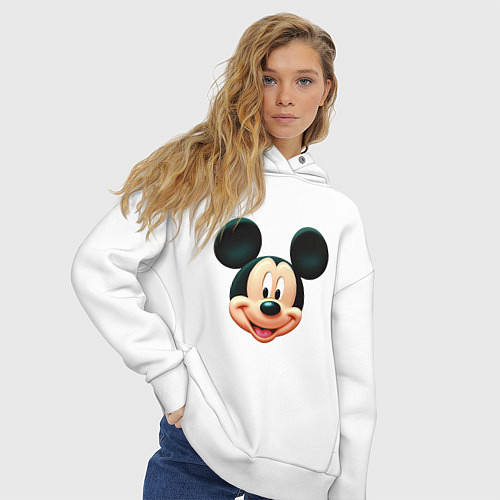 Женское худи оверсайз Mickey mouse head / Белый – фото 3