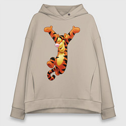 Толстовка оверсайз женская Винни пух - Тигруля, цвет: миндальный