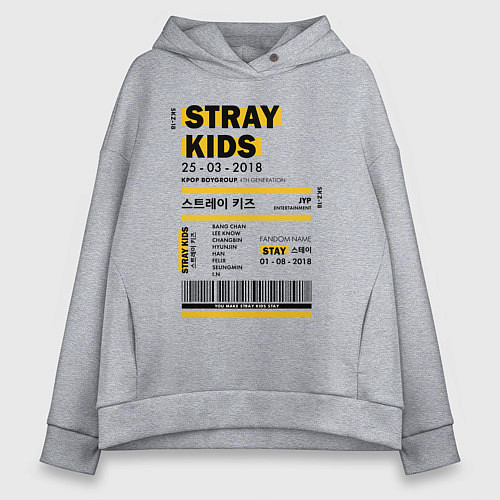 Женское худи оверсайз Stray kids ticket / Меланж – фото 1