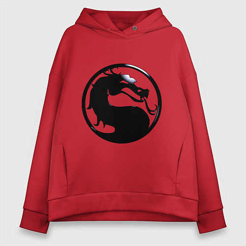 Женское худи оверсайз Смертельная битва - логотип / Красный – фото 1