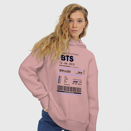 Женское худи оверсайз Bts ticket / Пыльно-розовый – фото 3