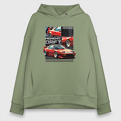 Толстовка оверсайз женская Спортивная машина по кусочкам и целиком, цвет: авокадо