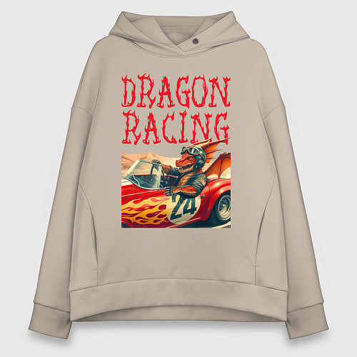 Женское худи оверсайз Dragon cool racer - ai art / Миндальный – фото 1