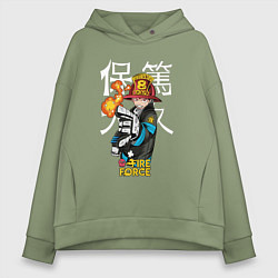Толстовка оверсайз женская Пламенная бригада пожарных Синра Кусакабэ гг, цвет: авокадо