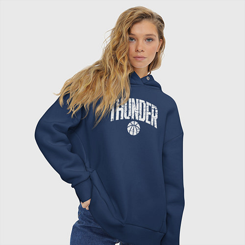 Женское худи оверсайз Thunder / Тёмно-синий – фото 3