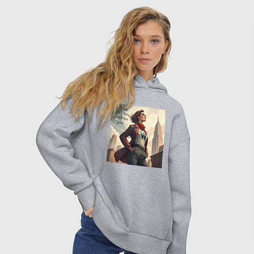 Женское худи оверсайз Сильная женщина / Меланж – фото 3