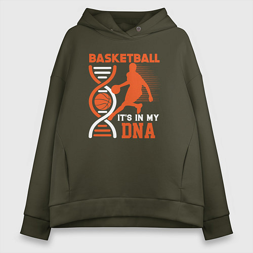 Женское худи оверсайз Баскетбол у меня в днк / Хаки – фото 1