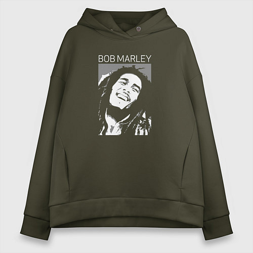 Женское худи оверсайз Bob Marley abstract portrait / Хаки – фото 1