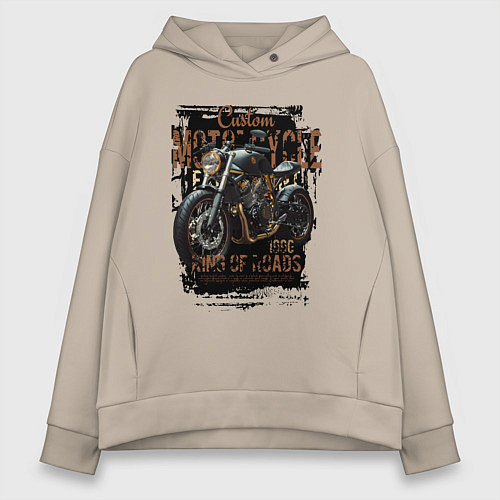 Женское худи оверсайз Мотоцикл кастом / Миндальный – фото 1