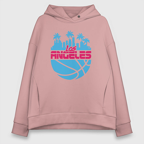 Женское худи оверсайз Lakers city / Пыльно-розовый – фото 1