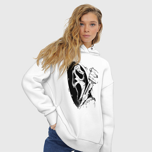 Женское худи оверсайз Крик - Гоуст фейс / Белый – фото 3